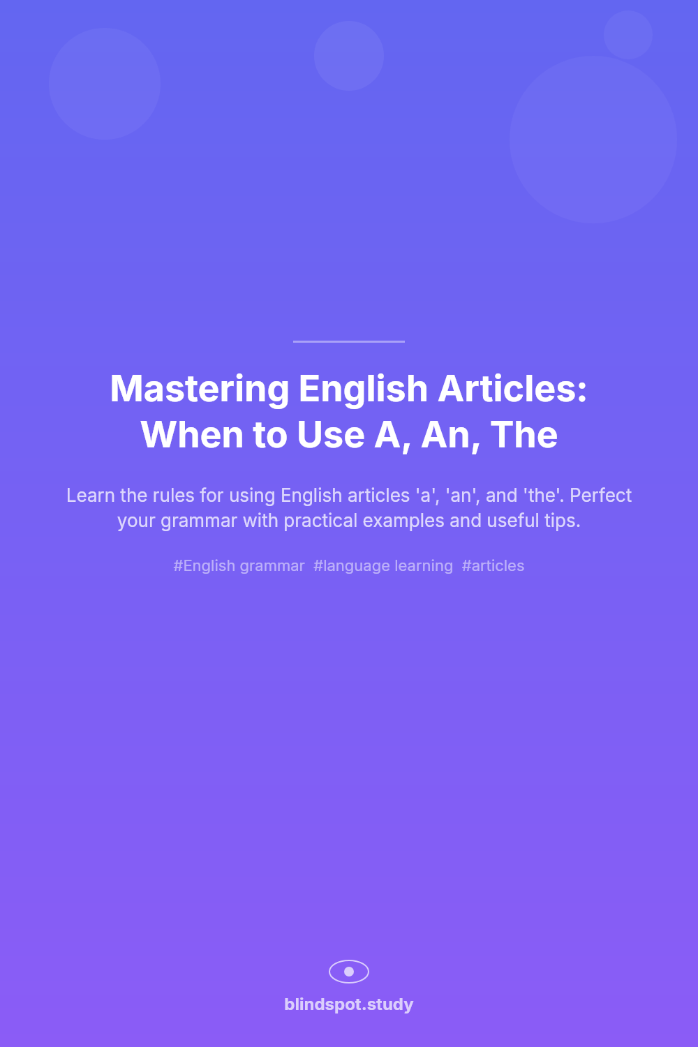 Mastering English Articles: When to Use A, An, The